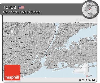 Gray 3D Map of ZIP Code 10128