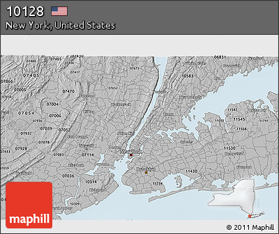Gray 3D Map of ZIP Code 10128