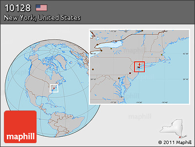 Gray Location Map of ZIP Code 10128