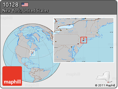 Gray Location Map of ZIP Code 10128