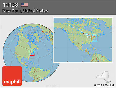 Savanna Style Location Map of ZIP Code 10128, within the entire country