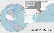 Gray Location Map of ZIP code 10280, highlighted country, highlighted state, hill shading