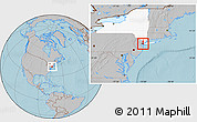 Gray Location Map of ZIP code 10280, highlighted state, hill shading
