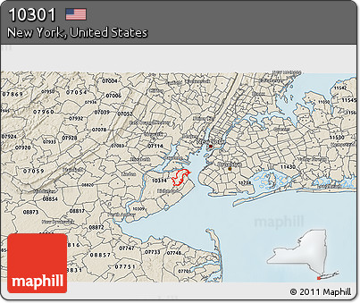 Shaded Relief 3D Map of ZIP Code 10301
