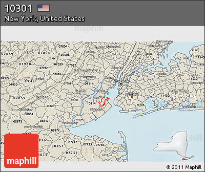Shaded Relief 3D Map of ZIP Code 10301