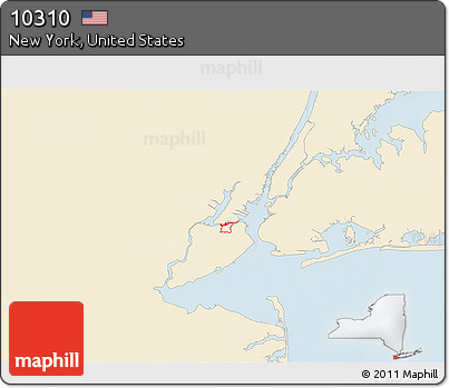 Classic Style 3D Map of ZIP Code 10310, single color outside