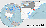 Gray Location Map of ZIP code 10451, highlighted country, highlighted state, hill shading