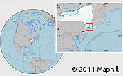 Gray Location Map of ZIP code 10451, highlighted county, highlighted state, hill shading