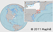 Gray Location Map of ZIP code 10451, highlighted state, hill shading