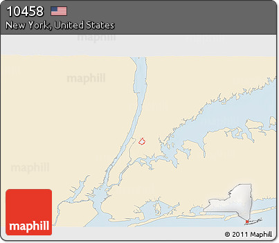Classic Style 3D Map of ZIP Code 10458, single color outside
