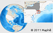Shaded Relief Location Map of ZIP code 10458, highlighted country, highlighted state