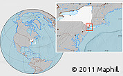 Gray Location Map of ZIP code 10461, highlighted county, highlighted state, hill shading
