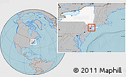 Gray Location Map of ZIP code 10461, highlighted state, hill shading