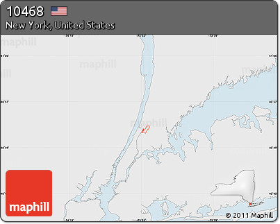 Silver Style Map of ZIP Code 10468, single color outside
