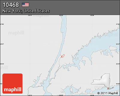 Silver Style Map of ZIP Code 10468, single color outside