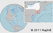Gray Location Map of ZIP code 10473, highlighted county, highlighted state, hill shading