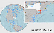 Gray Location Map of ZIP code 10473, highlighted state, hill shading