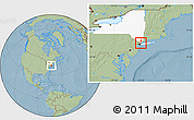 Savanna Style Location Map of ZIP code 10475, highlighted county, highlighted state, hill shading