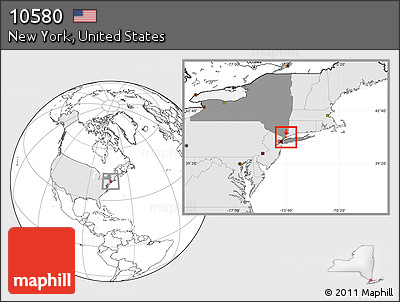 Blank Location Map of ZIP Code 10580, highlighted country, highlighted state
