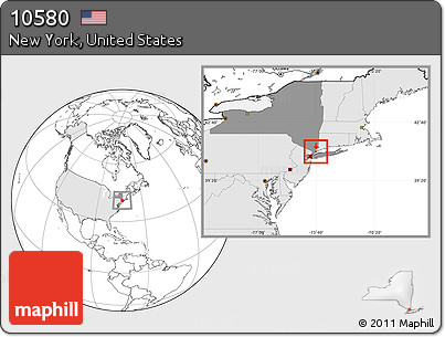 Blank Location Map of ZIP Code 10580, highlighted country, highlighted state
