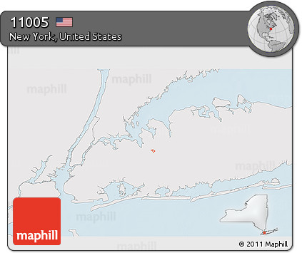 Silver Style 3D Map of ZIP Code 11005, single color outside