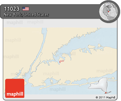 Classic Style 3D Map of ZIP Code 11023, single color outside