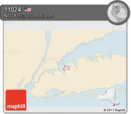 Classic Style 3D Map of ZIP Code 11024, single color outside