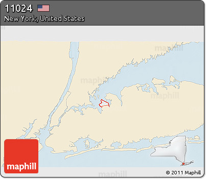 Classic Style 3D Map of ZIP Code 11024, single color outside