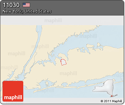 Classic Style 3D Map of ZIP Code 11030, single color outside