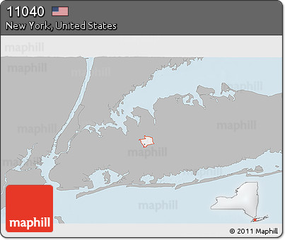 Gray 3D Map of ZIP Code 11040, single color outside
