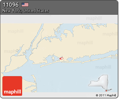 Classic Style 3D Map of ZIP Code 11096, single color outside