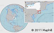 Gray Location Map of ZIP code 11096, highlighted state, hill shading