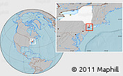 Gray Location Map of ZIP code 11104, highlighted county, highlighted state, hill shading