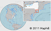 Gray Location Map of ZIP code 11104, highlighted state, hill shading