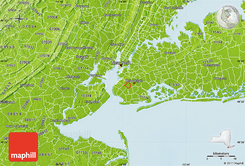 Physical Map of ZIP Code 11218