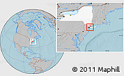 Gray Location Map of ZIP code 11357, highlighted state, hill shading