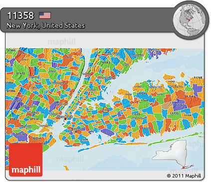 Political 3D Map of ZIP Code 11358
