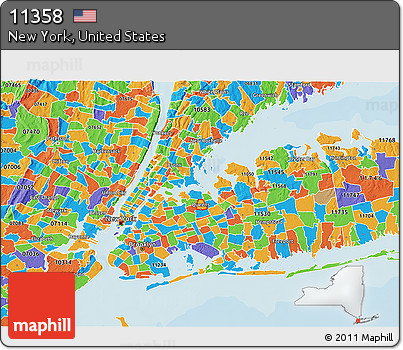 Political 3D Map of ZIP Code 11358