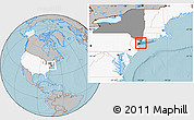 Gray Location Map of ZIP code 11360, highlighted country, highlighted state, hill shading