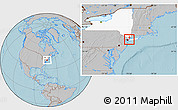 Gray Location Map of ZIP code 11360, highlighted state, hill shading