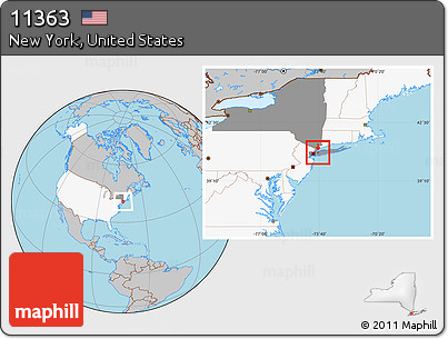 Gray Location Map of ZIP Code 11363, highlighted country, highlighted state