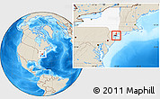 Shaded Relief Location Map of ZIP code 11379, highlighted county, highlighted state