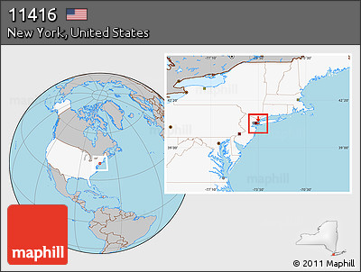 Gray Location Map of ZIP Code 11416, highlighted country, highlighted county