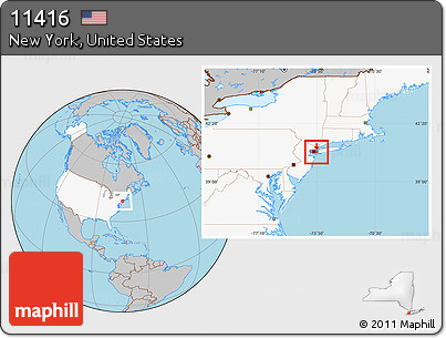 Gray Location Map of ZIP Code 11416, highlighted country, highlighted county