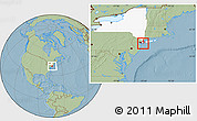 Savanna Style Location Map of ZIP code 11509, highlighted county, highlighted state, hill shading