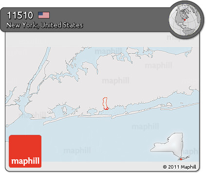 Silver Style 3D Map of ZIP Code 11510, single color outside