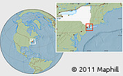 Savanna Style Location Map of ZIP code 11568, highlighted county, highlighted state, hill shading