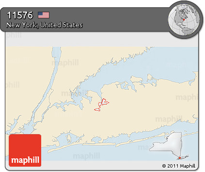 Classic Style 3D Map of ZIP Code 11576, single color outside