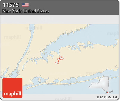 Classic Style 3D Map of ZIP Code 11576, single color outside