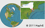 Satellite Location Map of ZIP code 11579, highlighted county, highlighted state